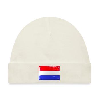 Niederlande Holland Flagge Fahne Blechschild-Optik - Baby Premium Organic Mütze - Naturweiß - Vorne