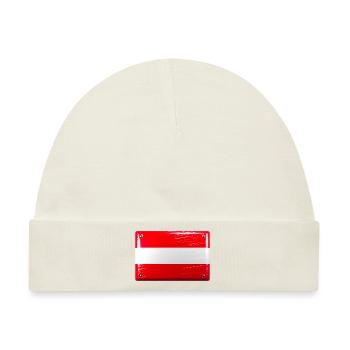 Österreich Flagge Fahne Blechschild-Optik - Baby Premium Organic Mütze - Naturweiß - Vorne