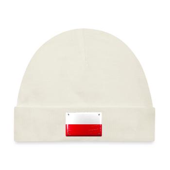 Polen Flagge Fahne Blechschild-Optik - Baby Premium Organic Mütze - Naturweiß - Vorne