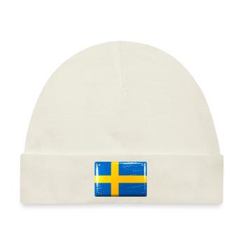 Schweden Flagge Fahne Blechschild-Optik - Baby Premium Organic Mütze - Naturweiß - Vorne