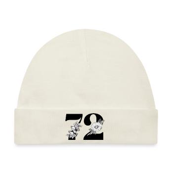 Nummer 72 Schwarze Blumen - 72. Blumengeburtstag - Baby Premium Organic Mütze - Naturweiß - Vorne