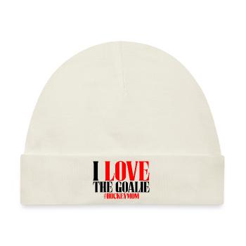 I Love The Goalie #hockeymom - Baby Premium Organic Mütze - Naturweiß - Vorne