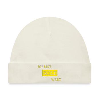 Du bist Gold wert - Baby Premium Organic Mütze - Naturweiß - Vorne