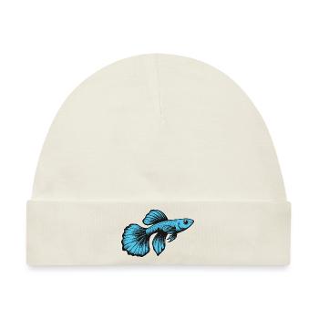Blauer Guppy, Design für den Aquarien Fan - Baby Premium Organic Mütze - Naturweiß - Vorne