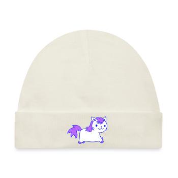 Kleine Pony Katze Gesicht Pferdchen Pferd Reitet - Baby Premium Organic Mütze - Naturweiß - Vorne