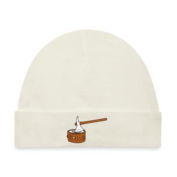 Axt Baum Fällen Holzfäller Wald Stumpf Holz Hacken - Baby Premium Organic Mütze - Naturweiß - Vorne