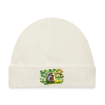Charmanter Igel im Zauber der Sommerwiese - Baby Premium Organic Mütze - Naturweiß - Vorne