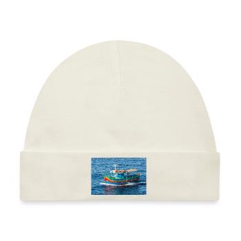 Malta traditionelles Fischerboot Luzzu - Baby Premium Organic Mütze - Naturweiß - Vorne