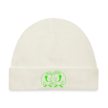 Zwei Schafe Fressen Gras 2 Freunde Team Hungrig - Baby Premium Organic Mütze - Naturweiß - Vorne