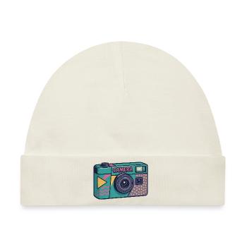 Millennial Retro Kamera - Baby Premium Organic Mütze - Naturweiß - Vorne