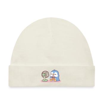 Süßer blauer Pinguin Cool halten mit Ventilator kaltes Getränk - Baby Premium Organic Mütze - Naturweiß - Vorne