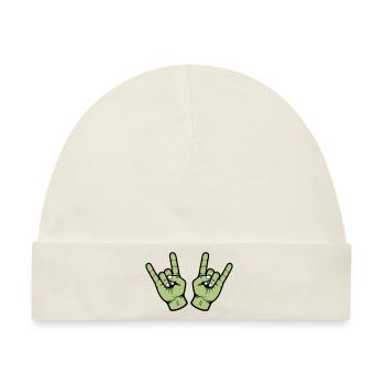 Party Hand Rock Zeichen - Baby Premium Organic Mütze - Naturweiß - Vorne