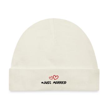 Just Married Hochzeit Herz - Baby Premium Organic Mütze - Naturweiß - Vorne