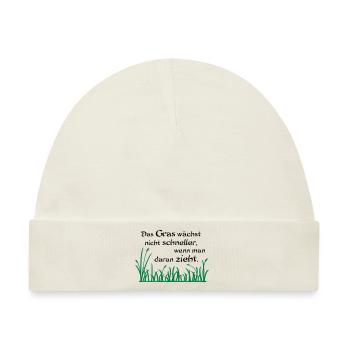 Das Gras wächst nicht schneller - Baby Premium Organic Mütze - Naturweiß - Vorne
