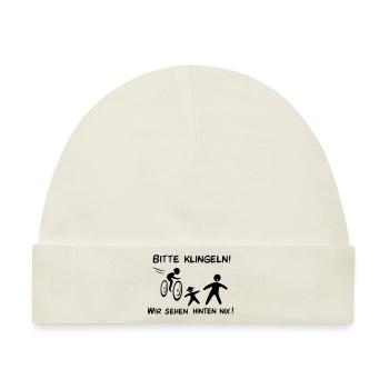 Bitte klingeln! Radfahrer-Hund - Baby Premium Organic Mütze - Naturweiß - Vorne