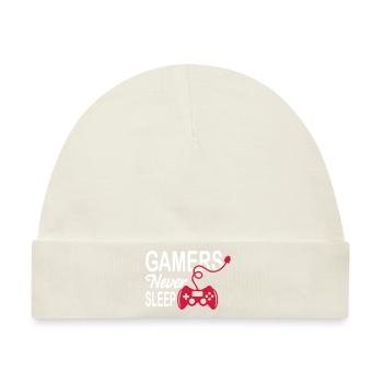 Gamers Never Sleep - Baby Premium Organic Mütze - Naturweiß - Vorne