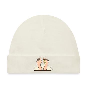 Füsse Füße Etikett Decke - Baby Premium Organic Mütze - Naturweiß - Vorne
