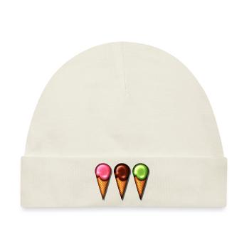 Eis, Sommer, Schoko Süss Sonne Baden Eiszeit - Baby Premium Organic Mütze - Naturweiß - Vorne