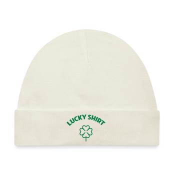 Glück / Glücklicher / Luck / Lucky - Baby Premium Organic Mütze - Naturweiß - Vorne