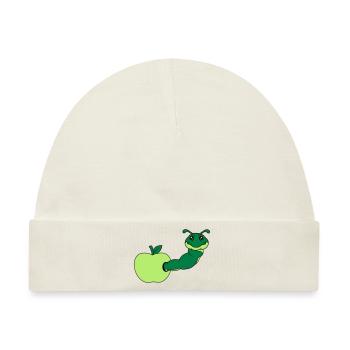 apfel essen loch lecker hunger schnecke kriechen r - Baby Premium Organic Mütze - Naturweiß - Vorne