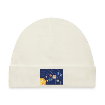 Sonnensystem Sonne Planeten Umlaufbahnen - Baby Premium Organic Mütze - Naturweiß - Vorne