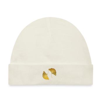 goldene Ginkgo Blätter - Baby Premium Organic Mütze - Naturweiß - Vorne