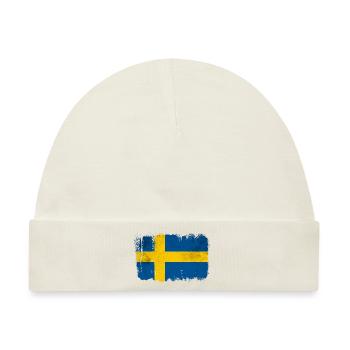Schwedische Flagge - Baby Premium Organic Mütze - Naturweiß - Vorne