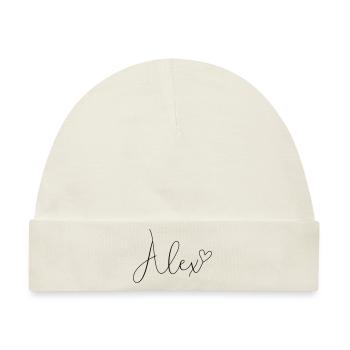 Alex Name Vorname Mädchen Jungs - Baby Premium Organic Mütze - Naturweiß - Vorne