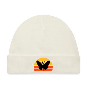 Schmetterling vor einer Halbsonne - Baby Premium Organic Mütze - Naturweiß - Vorne