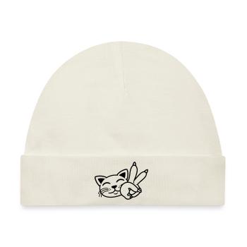 Handzeichen Peace Katze Gesicht - Baby Premium Organic Mütze - Naturweiß - Vorne
