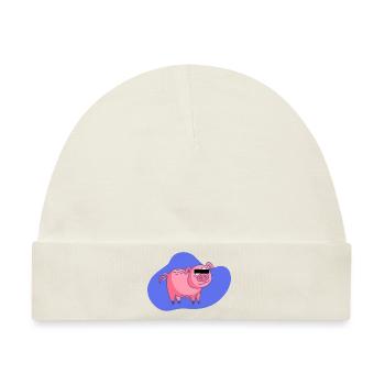 Cartoon Schwein - Baby Premium Organic Mütze - Naturweiß - Vorne