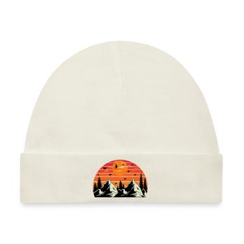 Wandern Retro Sonnenuntergang Wanderer Wanderer - Baby Premium Organic Mütze - Naturweiß - Vorne