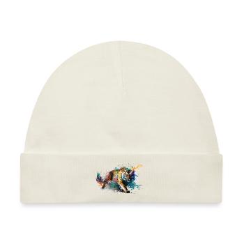 Tiger Splash Grunge Bunt Tier Raubtier Kunst - Baby Premium Organic Mütze - Naturweiß - Vorne