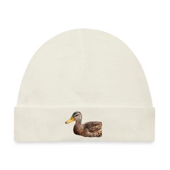 Ente Wildente Entchen Erpel Poster Geschenk - Baby Premium Organic Mütze - Naturweiß - Vorne
