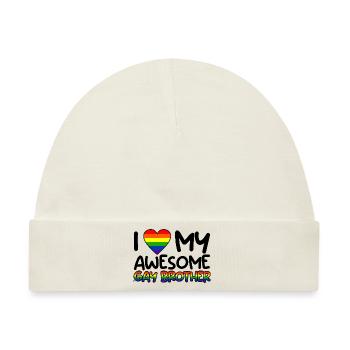 I Love My Awesome Gay Brother 2 - Baby Premium Organic Mütze - Naturweiß - Vorne