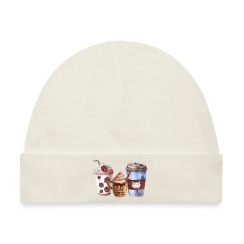 Katzenmama liebt Kaffee - Baby Premium Organic Mütze - Naturweiß - Vorne
