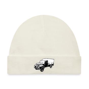 Framo pritsche Transporter Lkw DDR IFA Oldtimer - Baby Premium Organic Mütze - Naturweiß - Vorne