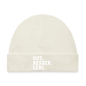 Gut Besser Leni Lustiger Spruch Name Leni - Baby Premium Organic Mütze - Naturweiß - Vorne