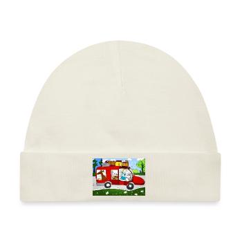 Abenteuerlust und Reisen mit Hund und Camper - Baby Premium Organic Mütze - Naturweiß - Vorne