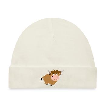 Hochlandrind Kuh - Baby Premium Organic Mütze - Naturweiß - Vorne