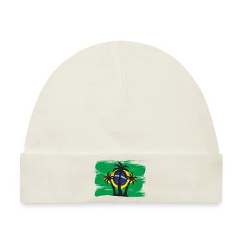 Brasilien Flagge Brasilianische Fahne Südamerika - Baby Premium Organic Mütze - Naturweiß - Vorne