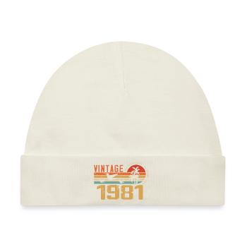Jahrgang 1981 Jubiläumsgeschenk - Jahrgang 1981 - Baby Premium Organic Mütze - Naturweiß - Vorne