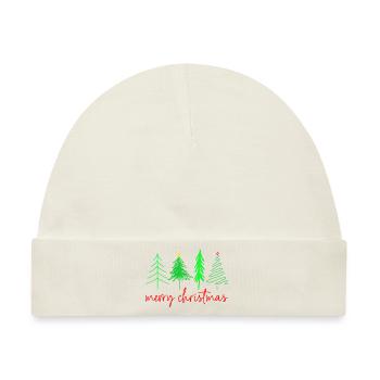 Frohe Weihnachten - 4 symbolische Weihnachtsbäume - Baby Premium Organic Mütze - Naturweiß - Vorne