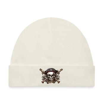 Piraten Jolly Roger Totenkopf Abenteuer Design - Baby Premium Organic Mütze - Naturweiß - Vorne