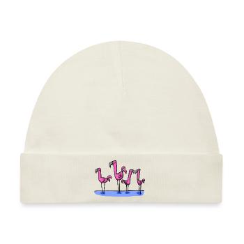 vier Flamingos - Baby Premium Organic Mütze - Naturweiß - Vorne