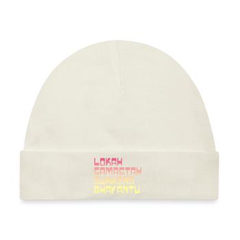 Yoga Shirt / Lokah Samastah Sukhino Bhavantu - Baby Premium Organic Mütze - Naturweiß - Vorne