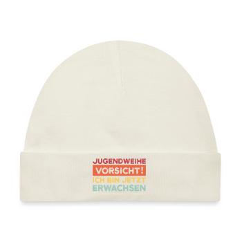Jugendweihe Jugend Konfirmation Geschenk - Baby Premium Organic Mütze - Naturweiß - Vorne