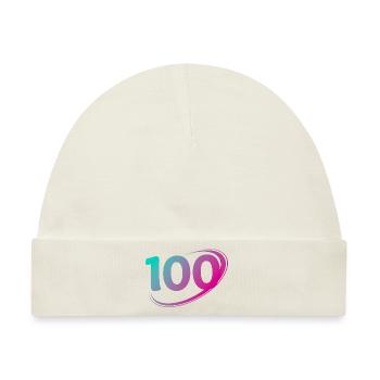 Nummer 100 Mehrfarbig - Baby Premium Organic Mütze - Naturweiß - Vorne