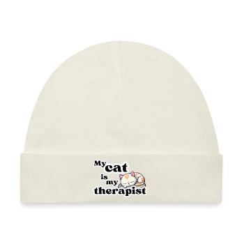 My Cat is My Therapist Niedliche schlafende Katze - Baby Premium Organic Mütze - Naturweiß - Vorne