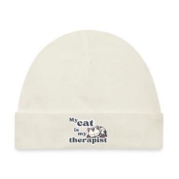 My Cat is My Therapist - Süßes Kätzchen im Schlaf - Baby Premium Organic Mütze - Naturweiß - Vorne